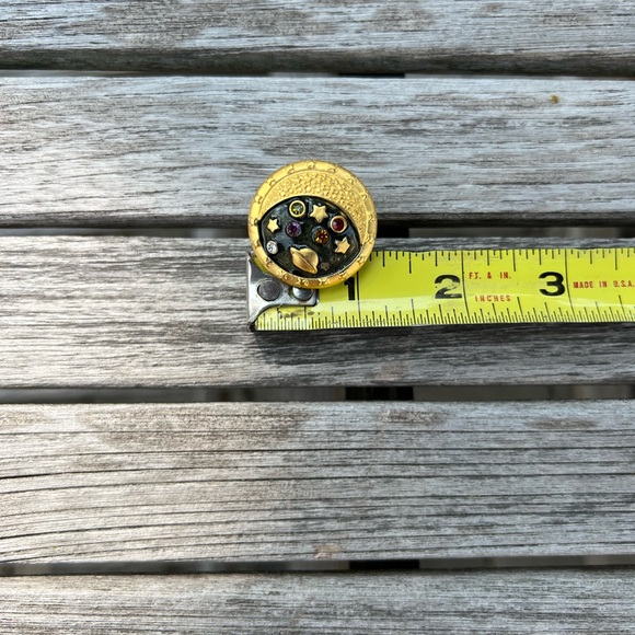 Vintage Goldtone enamel and rhinestone cufflinks, for men or women - Picture 3 of 3